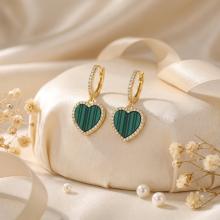 Сребърни обеци Любов с малахит