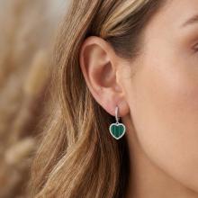 Сребърни обеци Любов с малахит