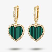 Сребърни обеци Любов с малахит