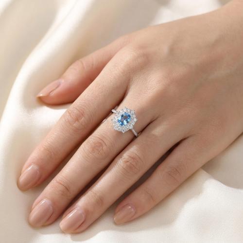  Сребърен пръстен със син топаз Маркиза