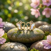 Златни обеци Седефени пеперуди