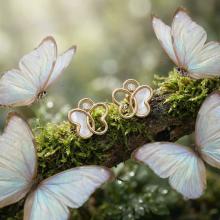 Златни обеци Седефени пеперуди