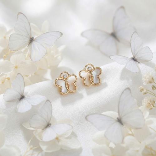 Златни обеци Седефени пеперуди