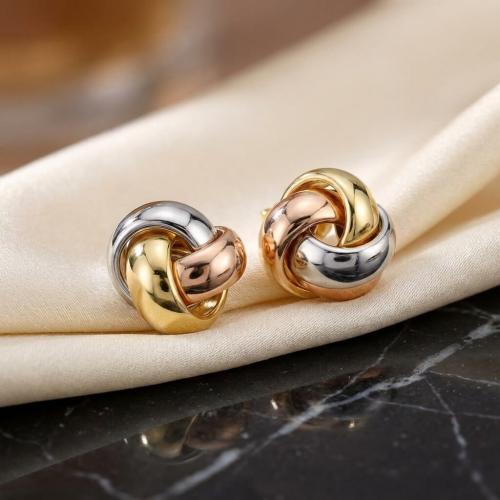 Трицветни златни обеци Мини Възелчета