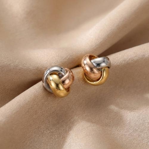 Трицветни златни обеци Мини Възелчета