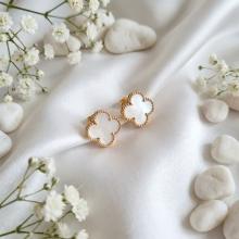 Златни обеци Детелинки с опал-11мм