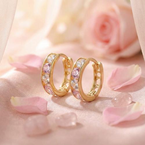 Златни обеци халки с  циркони 9мм