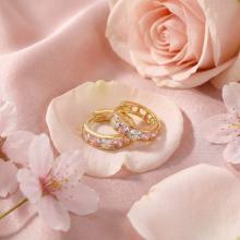 Златни обеци халки с  циркони 9мм