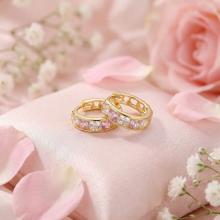 Златни обеци халки с  циркони 9мм