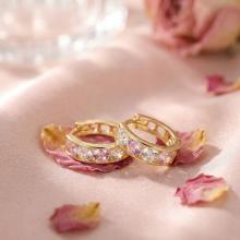 Златни обеци халки с  циркони 9мм