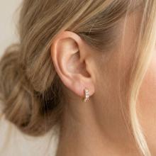 Златни обеци халки бели с циркони 11мм