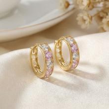 Златни обеци халки с  циркони 9мм