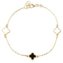 Златна гривна Детелини с оникс