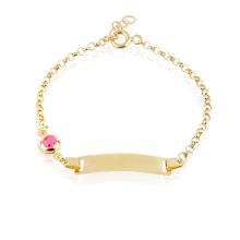 Златна детска гривна с плочка