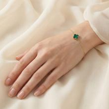 Златна гривна със зелена детелинка-9мм