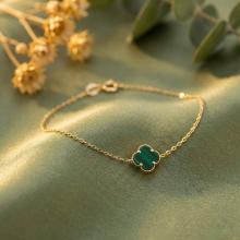 Златна гривна със зелена детелинка-9мм