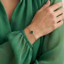 Златна гривна със зелена детелинка-9мм