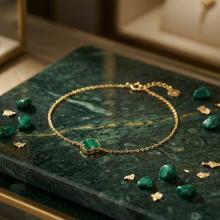 Златна гривна със зелена детелинка-9мм