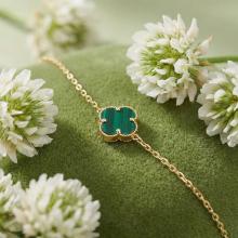 Златна гривна със зелена детелинка-9мм