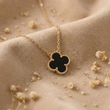 Златно колие Детелинка с оникс-7мм