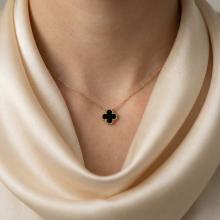 Златно колие Детелинка с оникс-9мм