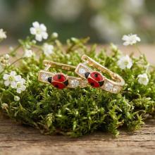 Детски златни обеци Калинки