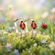 Детски златни обеци Калинки