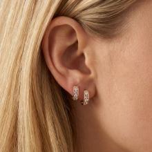 Златни обеци с бели и розови циркони-11мм