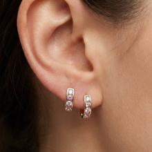 Златни обеци с бели и розови циркони-11мм