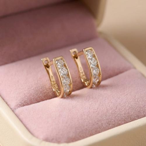 Златни обеци с бели циркони-11мм