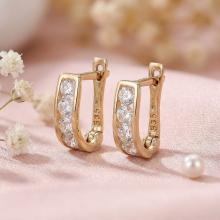 Златни обеци с бели циркони-11мм Златни обеци с бели циркони-11мм