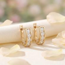 Златни обеци с бели циркони-11мм Златни обеци с бели циркони-11мм