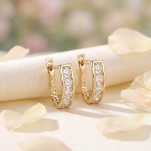 Златни обеци с бели циркони-11мм