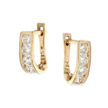 Златни обеци с бели циркони-11мм Златни обеци с бели циркони-11мм