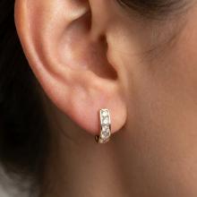 Златни обеци с бели циркони-7мм