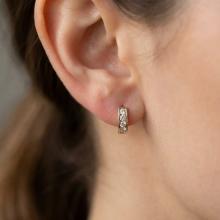 Златни обеци с бели циркони-7мм