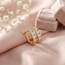 Златни обеци с бели циркони-7мм