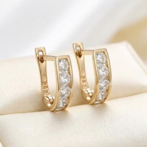 Златни обеци с бели циркони-7мм