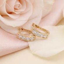 Златни обеци с бели циркони-7мм