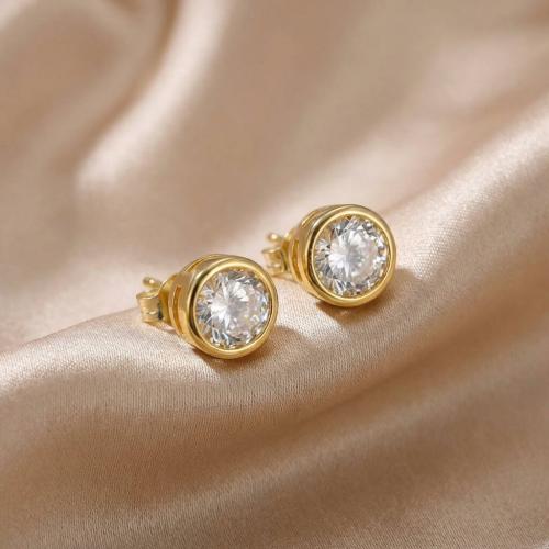 Златни обеци циркон 5 мм