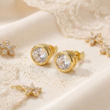 Златни обеци циркон 5 мм