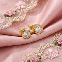 Златни обеци циркон 5 мм