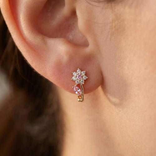 Детски златни обеци Цветенца