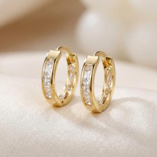 Златни обеци халки с циркони 11мм