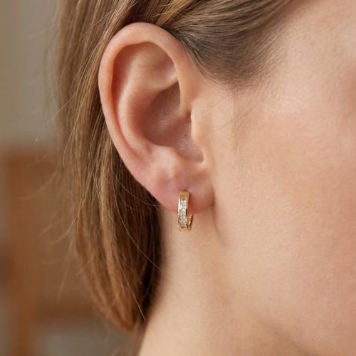 Златни обеци халки с циркони 11мм