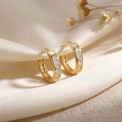 Златни обеци халки с циркони 11мм