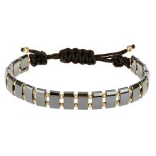 Мъжка гривна със златни топчета и хематит