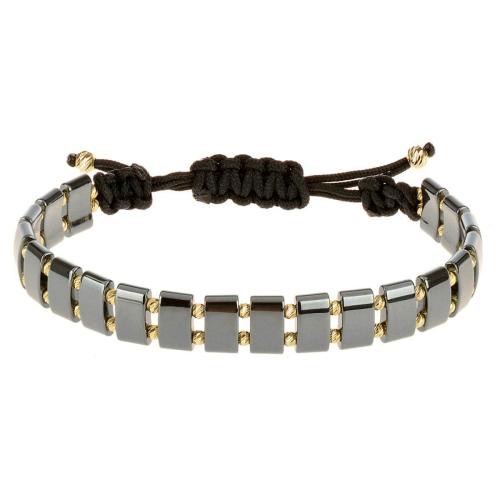 Мъжка гривна със златни топчета и хематит