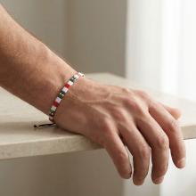 Мъжка гривна със златни топчета и хематит