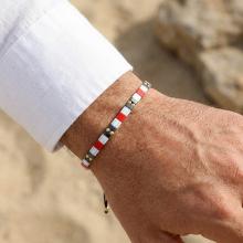 Мъжка гривна със златни топчета и хематит